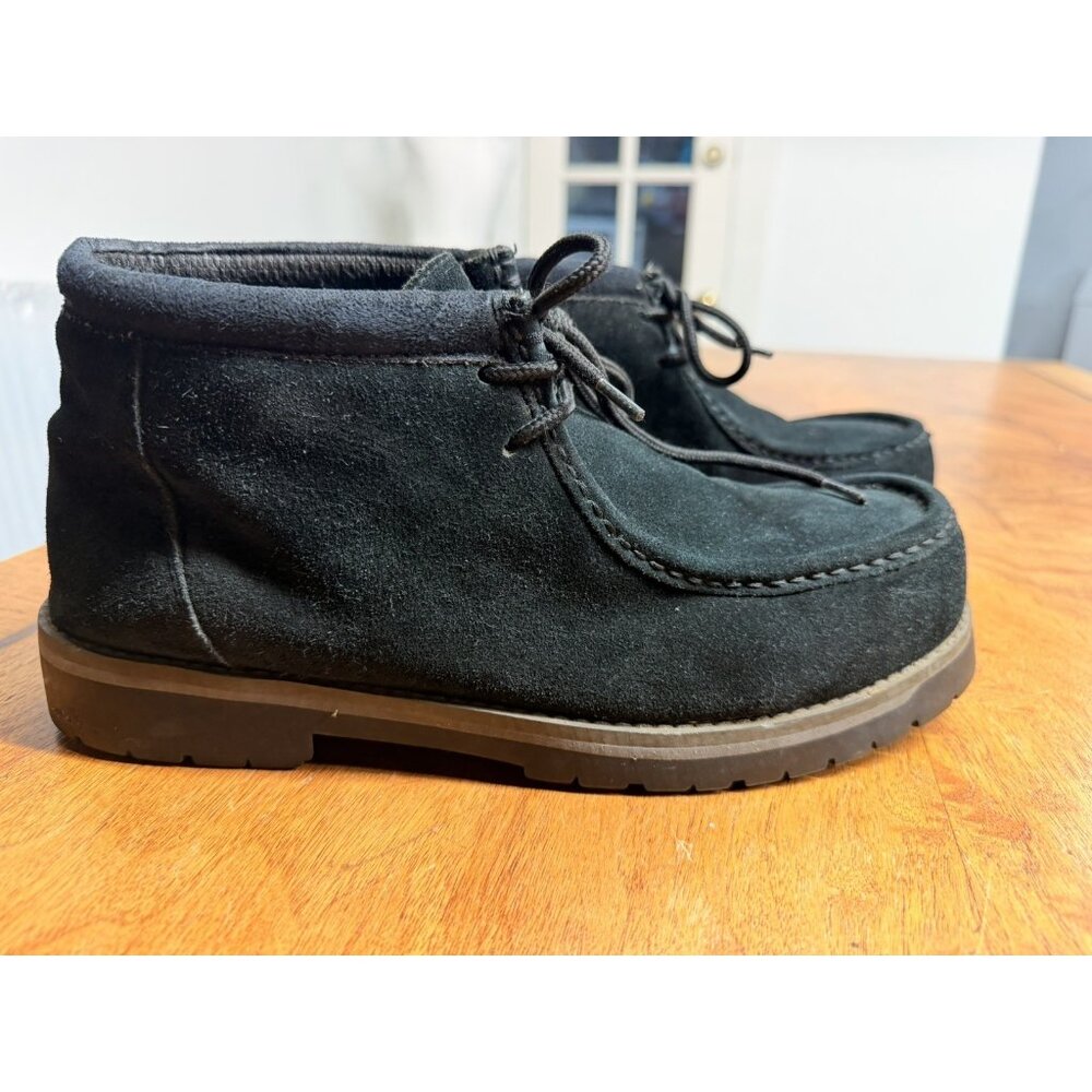 Vtg 90s Men’s 12 Boots Black Suede Boho Streetwear Moccasin Chunky Lug Loafers